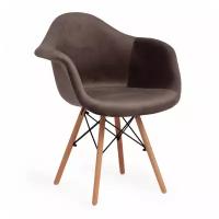 Кресло Secret De Maison CINDY SOFT (EAMES) (mod. 101) дерево береза/металл/мягкое сиденье/ткань, 61 х 60 х 80 см, серый (HLR 24)/натуральный