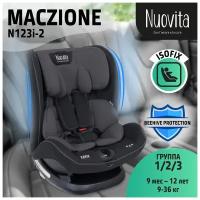 Автокресло детское с креплением Isofix Nuovita Maczione N123i-2/ Группа 1,2,3, вес 9-36 кг, от 9 мес – 12 лет (Grigio scuro/Тёмно-серый)