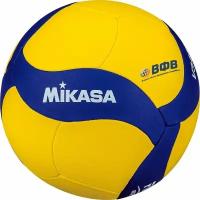 Мяч вол. "MIKASA V345W", р.5, синт. кожа (ПУ), 18 пан, оф. парам. FIVB, маш. сш, бут. кам, желто-синий