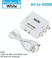 HD Видео конвертер mini AV2HDMI/ Переходник колокольчики RCA, AV вход на HDMI выход, Full HD белый