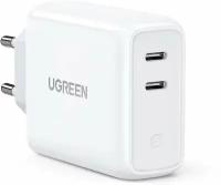 Сетевое зарядное устройство UGREEN CD199 USB-C+USB-C, 18W+18W, цвет белый (70264)