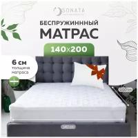 Матрас беспружинный SONATA 140 на 200 Топпер 6 см 140 х 200 х 6 Ортопедический без пружин