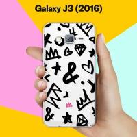 Силиконовый чехол на Samsung Galaxy J3 (2016) Узор черный / для Самсунг Галакси Джи 3 2016