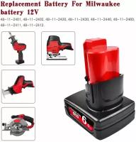 Аккумулятор подходит для Milwaukee M12, 12 XC 48-11-2411/48-11-2401 12V 6 Ач (Li-Ion), высокого качества