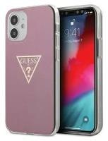 Чехол CG Mobile Guess PC/TPU Metallc effect Triangle logo Hard для iPhone 12 mini, цвет Розовый (GUHCP12SPCUMPTPI)