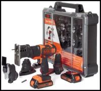 Набор аккумуляторного инструмента Multievo BLACK+DECKER BDMEVOKIT-RU, 4 насадки, 2 АКБ 1.5 Ач, комплект оснастки, кейс