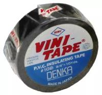 Изолента Дэнка 1шт. Denka Япония Vini Tape, 19 мм, 9 м 15см, ПВХ, черная, глянцевая,термостойкая, зимняя, герметизирующая лента для проводки