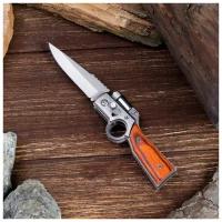 Нож складной ТероПром 257067 полуавтоматический "Ружье", клинок 7 см, с фонариком