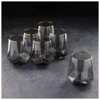 Набор стеклянных стаканов Magistro "Дарио", 450 мл, 10х11,5 см, 6 шт, цвет графит