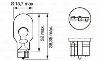 Лампа накаливания сигнальная W16W W2.1x9.5d ECO 12V 16W картон 10шт цена за 1шт, BOSCH 1987302821