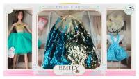 Набор оригинальной детской куклы Эмили с нарядами и сумкой с пайетками с аксессуарами / Большая дизайнерская кукла в подарок для девочек от 3 лет / 28 см