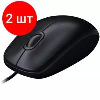 Комплект 2 штук, Мышь компьютерная Logitech USB WIRED M100R DARK/GREY (910-006765)