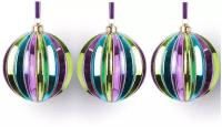 13036 Набор елочных шариков Сине-фиолетово-зеленый шар 10 см 3 шт Кarlsbach
