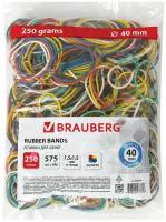 Резинки банковские Brauberg универсальные, d 40 мм, 250 г, цветные, каучук (440164)