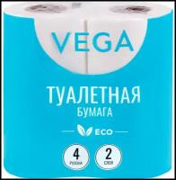 Бумага туалетная Vega 2-слойная, 4шт., эко, 15м