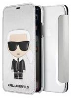 Чехол Karl Lagerfeld Iconic Karl Booktype для iPhone X/XS, серебристый