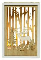 Светящаяся декорация "Лесной уют - олень", 4 тёплых белых LED-огня, 4x10x15 см, таймер, батарейки, Kaemingk