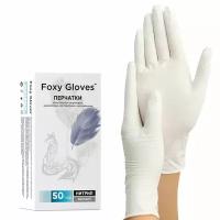Нитриловые перчатки Foxy Gloves белые, (50) пар, Размер L
