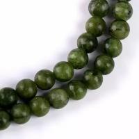Бусины из натурального камня «Зелёный нефрит» набор 36 шт, размер 1 шт. — 10 мм