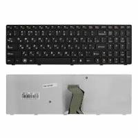 Клавиатура для ноутбука Lenovo IdeaPad Y570, Y570A, Y570E, Y570S Series. Плоский Enter. Черная, с черной рамкой PN: Y570-RU, MP-10K5, 25011789