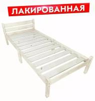 Кровать односпальная Классика Компакт сосновая с реечным основанием, лакированная, 90х200 см