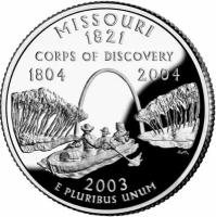 (024p) Монета США 2003 год 25 центов "Миссури" Медь-Никель UNC