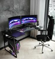 Стол компьютерный игровой, офисный, геймерский Expert черный/черный каркас металл для пк и ноутбука 140х77 см
