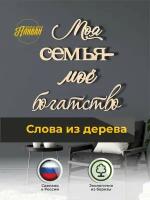 Настенный декор интерьерное панно из дерева "Моя семья - мое богатство" венге