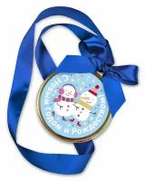 Медаль "Два снеговика" Шоколад горький без сахара с зеленым чаем "Лакомства для здоровья", 70 г