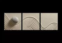 Модульная картина на холсте | Diva Kartina | Фен-шуй и Спа. Песчаный след | 90X30 см