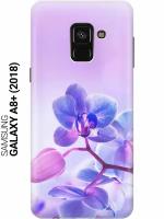 GOSSO Ультратонкий силиконовый чехол-накладка для Samsung Galaxy A8+ (2018) с принтом "Лиловые орхидеи"