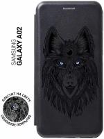 Чехол-книжка Book Art Jack для Samsung Galaxy A02 с принтом "Grand Wolf" черный