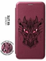 Чехол-книжка Book Art Jack для Honor 9X Lite с принтом "Dragon" бордовый