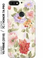 GOSSO Ультратонкий силиконовый чехол-накладка для Huawei Y6 Prime (2018) / Honor 7C / Honor 7A Pro с принтом "Нежные цветы"
