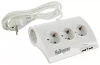 Удлинитель бытовой Navigator 71 544, с выкл., 5 розеток, с зазем., 2 USB-разъема, 1.8 м