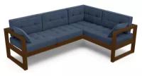 Угловой диван правый DEmoku Д-4 ГТ (цвет ткани: синий, цвет дерева: темный дуб), механизм Нераскладной, 212х160х79 см