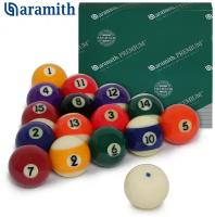 Бильярдные шары 57,2 мм Арамит Премиум для игры в пул / Aramith Premium Pool 57,2 мм белый биток 16 шт