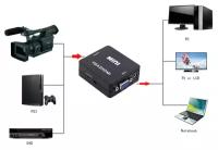 VGA на HDMI конвертер + аудио, 1080P, VGA 2 HDMI для монитора, PS3, PC (Черный)