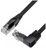 GCR Патч-корд 2.0m UTP кат.5e, черный, нижний угол, литой, ethernet high speed, RJ45, T568B