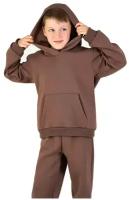 Спортивный костюм для мальчика теплый с начесом из футера (толстовка, штаны) Темно-коричневый 122-128 размер