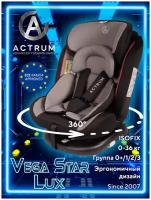 Детское автокресло поворотное ACTRUM Vega Star Lux, Цвет черно-серый / Isofix / Группа 0+/1/2/3 / 0-36кг / 0-12лет