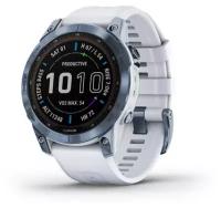 Garmin Fenix 7 Sapphire Solar титановый синий минерал DLC с белым ремешком