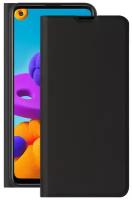 Чехол Book Cover Silk Pro для Samsung Galaxy A21S (2020), черный, PET синий basic, Deppa
