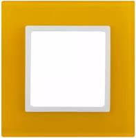 ЭРА 14-5101-21 ЭРА Рамка на 1 пост, стекло, Эра Elegance, жёлтый+бел (10/50/1800)