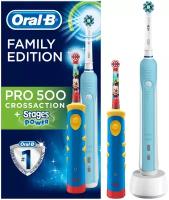 Электрическая зубная щетка Oral-B Pro 500 + Kids D10.513K, белый/голубой/желтый