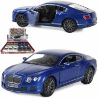 Машинка игрушка для мальчика металлическая, инерционная 1:38 2012 Bentley Continental GT Speed в дисплейбоксе, синий, в подарок для ребенка, малыша на день рождения, новый год или 23 февраля