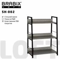 Стеллаж на металлокаркасе BRABIX LOFT SH-002, 600х350х845 мм, цвет дуб антик, 641232