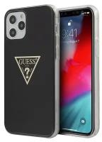 Чехол CG Mobile Guess PC/TPU Metallc effect Triangle logo Hard для iPhone 12/12 Pro, Черный