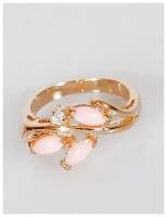 Кольцо помолвочное Lotus Jewelry, коралл, размер 16, розовый