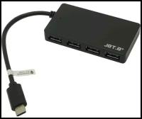 USB HUB 4 port Jet.A JA-UH38, UH38 USB Type C на 4 порта USB 3.0, Hot Plug, ультракомпактный, чёрный
